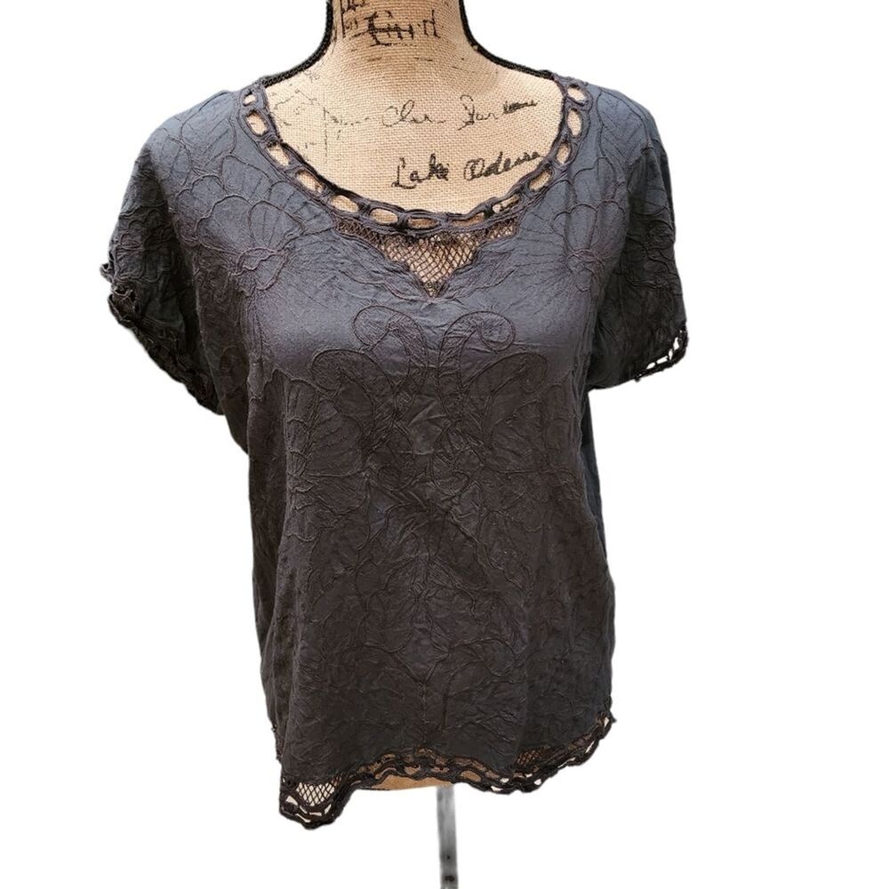 Scoop Blouse Womens SZ Small Vintage Artsy Avant Garde Whimsygoth Dark Romantic